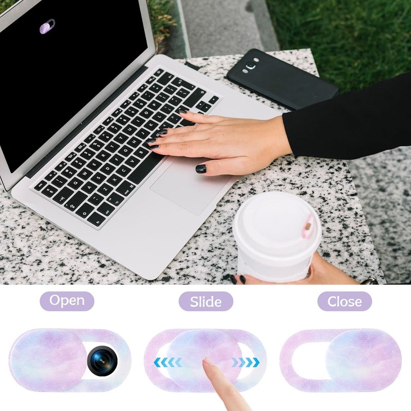 JIYIN 8PCS Laptop Camera Cover Slide, Starry Sky Webcam Cover Slide Phone Camera Cover, Ultra-Thin Computer Camera Cover Slide Blocker Slider Privacy Cover for Laptop Desktop PC Tablet(Starry Sky) - Image 3